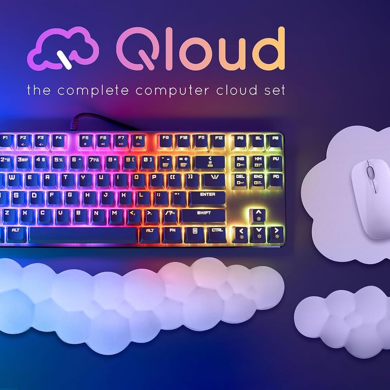 Create-ables Qloud Cloud Wrist Rest Keyboard Wrist Rest for Computer Keyboard Pad, Cloud Keyboard Wrist Rest, Wrist Pad for Keyboard, Memory Foam, Non Slip Base, Comes with Mouse Pad - Rainbow - Image 5